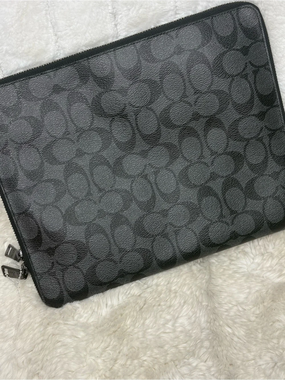 Coach Black Signature Laptop Sleeve with Embossed Logo black notebook case tech